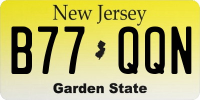 NJ license plate B77QQN