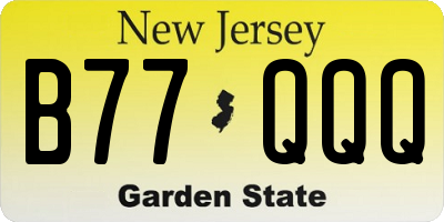 NJ license plate B77QQQ
