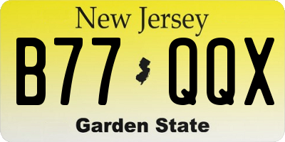 NJ license plate B77QQX