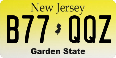 NJ license plate B77QQZ