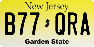 NJ license plate B77QRA