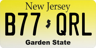 NJ license plate B77QRL