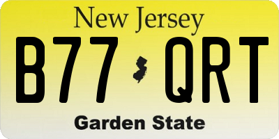 NJ license plate B77QRT