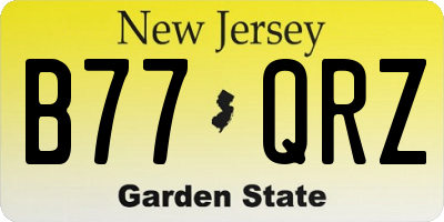 NJ license plate B77QRZ