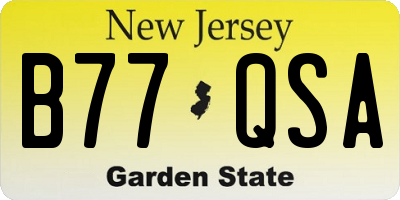 NJ license plate B77QSA