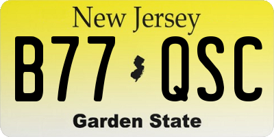 NJ license plate B77QSC