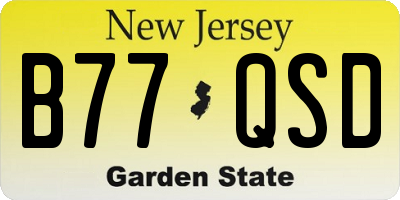 NJ license plate B77QSD