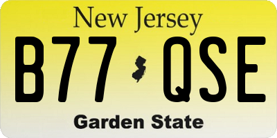 NJ license plate B77QSE