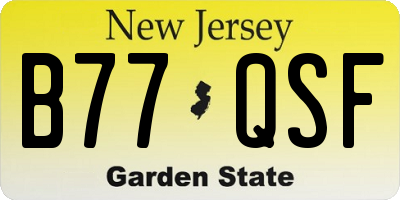 NJ license plate B77QSF