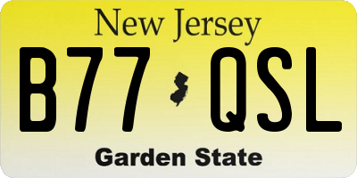 NJ license plate B77QSL