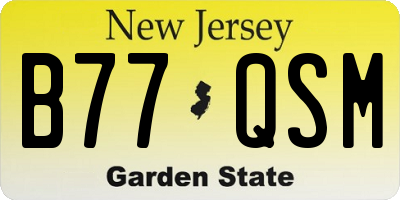 NJ license plate B77QSM