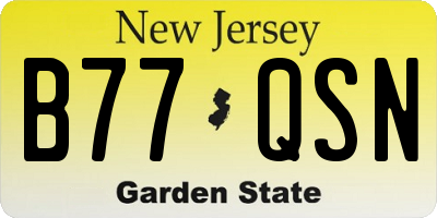 NJ license plate B77QSN
