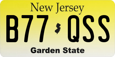 NJ license plate B77QSS