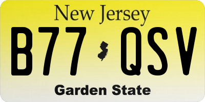 NJ license plate B77QSV