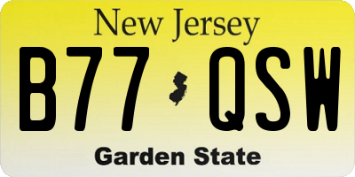 NJ license plate B77QSW