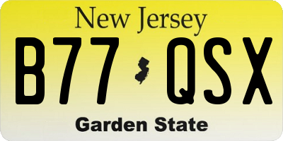 NJ license plate B77QSX