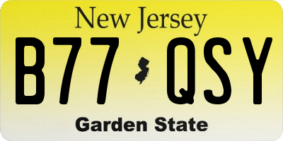 NJ license plate B77QSY