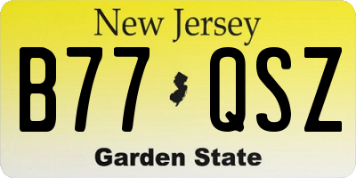 NJ license plate B77QSZ