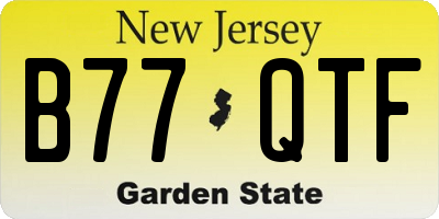NJ license plate B77QTF