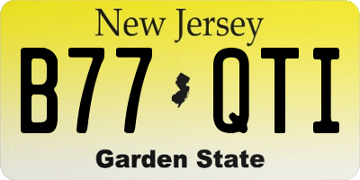 NJ license plate B77QTI
