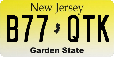 NJ license plate B77QTK