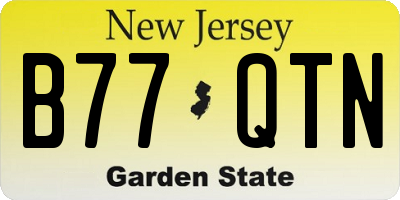 NJ license plate B77QTN