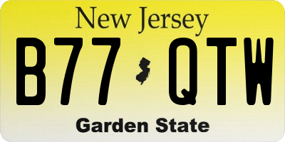 NJ license plate B77QTW