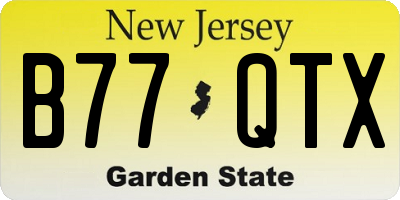 NJ license plate B77QTX