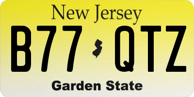NJ license plate B77QTZ