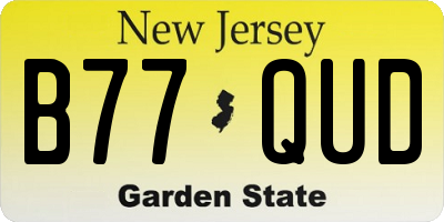 NJ license plate B77QUD