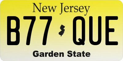 NJ license plate B77QUE