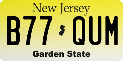 NJ license plate B77QUM