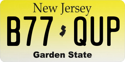 NJ license plate B77QUP