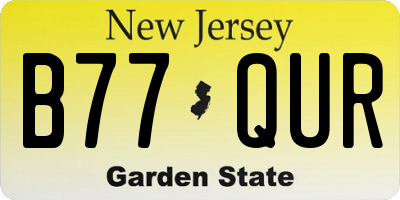 NJ license plate B77QUR