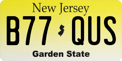 NJ license plate B77QUS