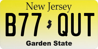 NJ license plate B77QUT