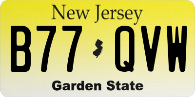NJ license plate B77QVW