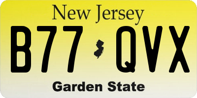 NJ license plate B77QVX