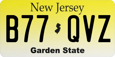 NJ license plate B77QVZ