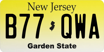 NJ license plate B77QWA