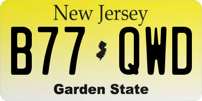 NJ license plate B77QWD