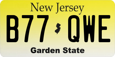 NJ license plate B77QWE
