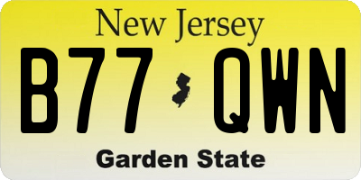 NJ license plate B77QWN