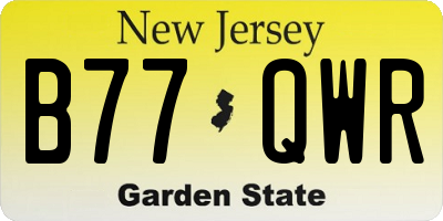 NJ license plate B77QWR