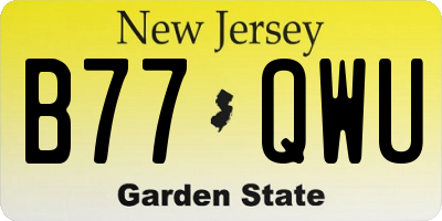 NJ license plate B77QWU