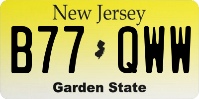 NJ license plate B77QWW
