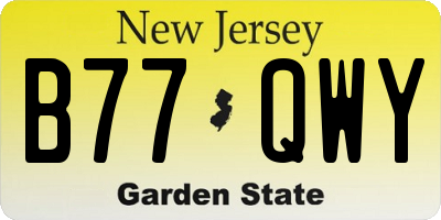 NJ license plate B77QWY