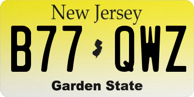 NJ license plate B77QWZ