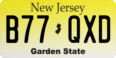 NJ license plate B77QXD