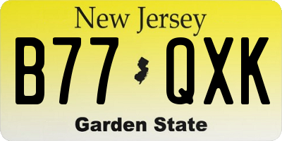 NJ license plate B77QXK